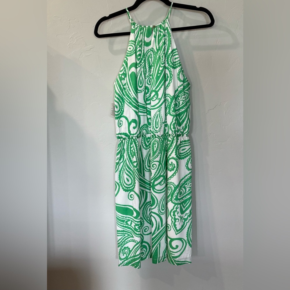 NWT Antonio Melani Green White Lined Dress Size 8